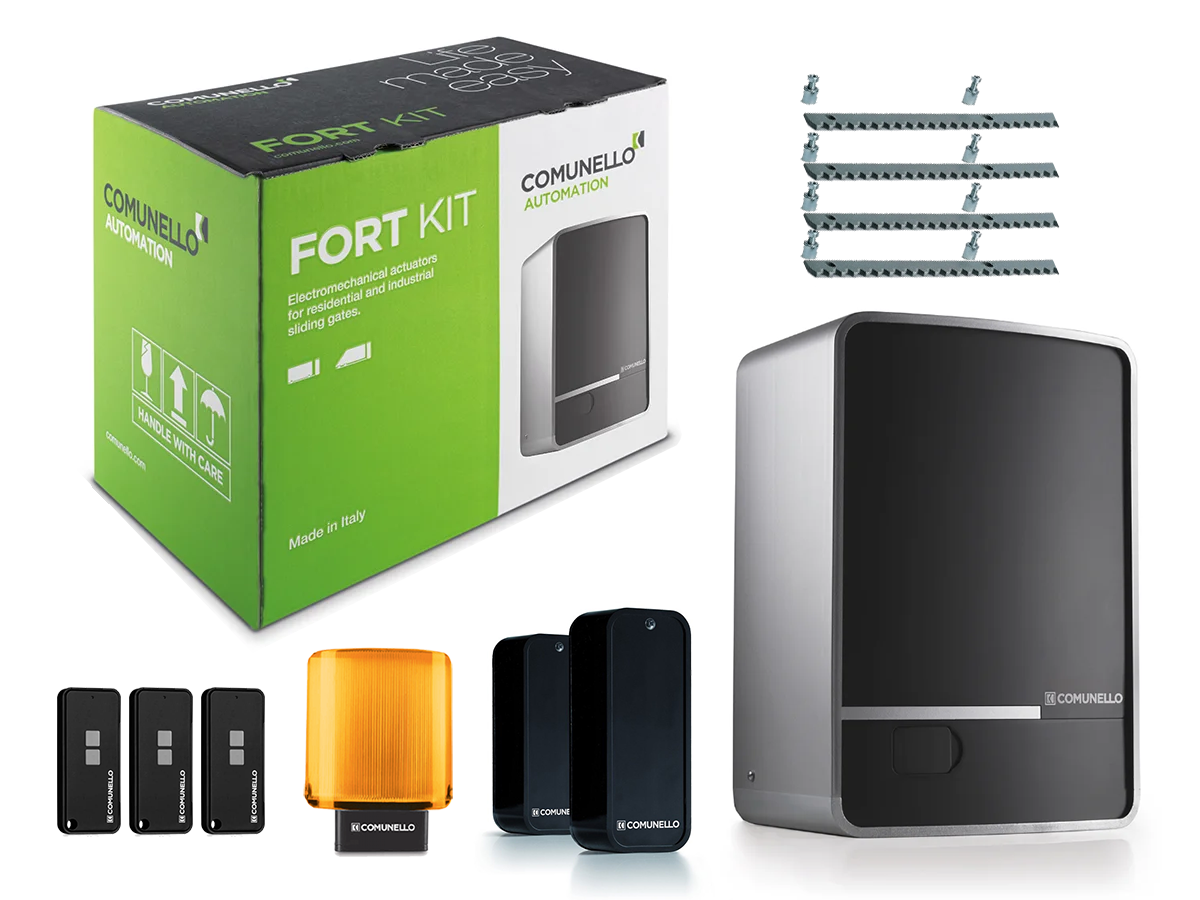 Comunello Fort 1000 — автоматика для откатных ворот (вес створки до 1000 кг.) Фотоэлементы + лампа, 4 м, 3 шт.