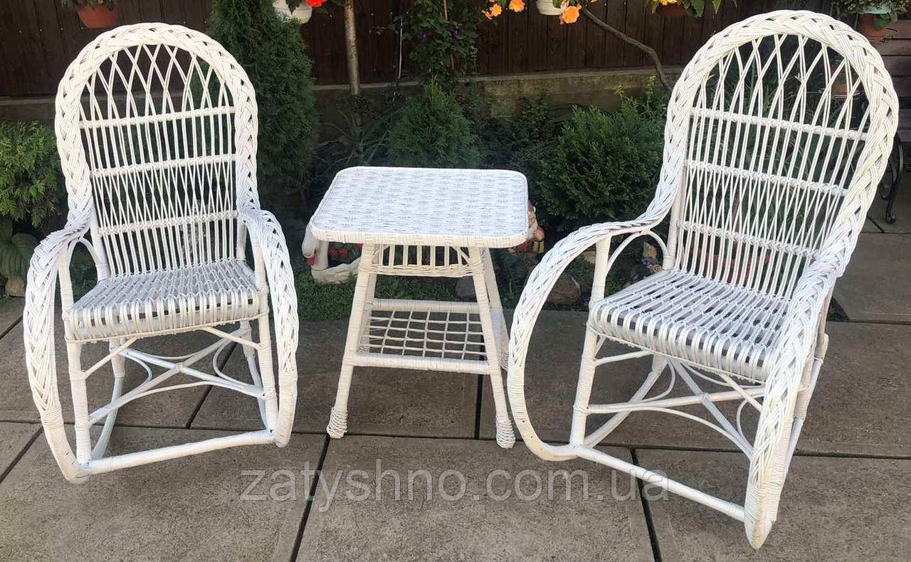 Кресло качалки плетеные белые со столом |Мебель из лозы белая |мебель плетеная на подарок - фото 6 - id-p1256057603