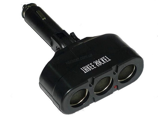 Разветвитель прикуривателя 3 в 1 + USB WF-0303 ножка 90°, фото 1