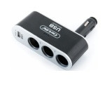 Прикурка-тройник   с USB "Carlife"CS302" (100 шт.), фото 1