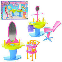 Мебель игрушечная "Парикмахерская Gloria" 2919, стол, мойка, кресло, тележка