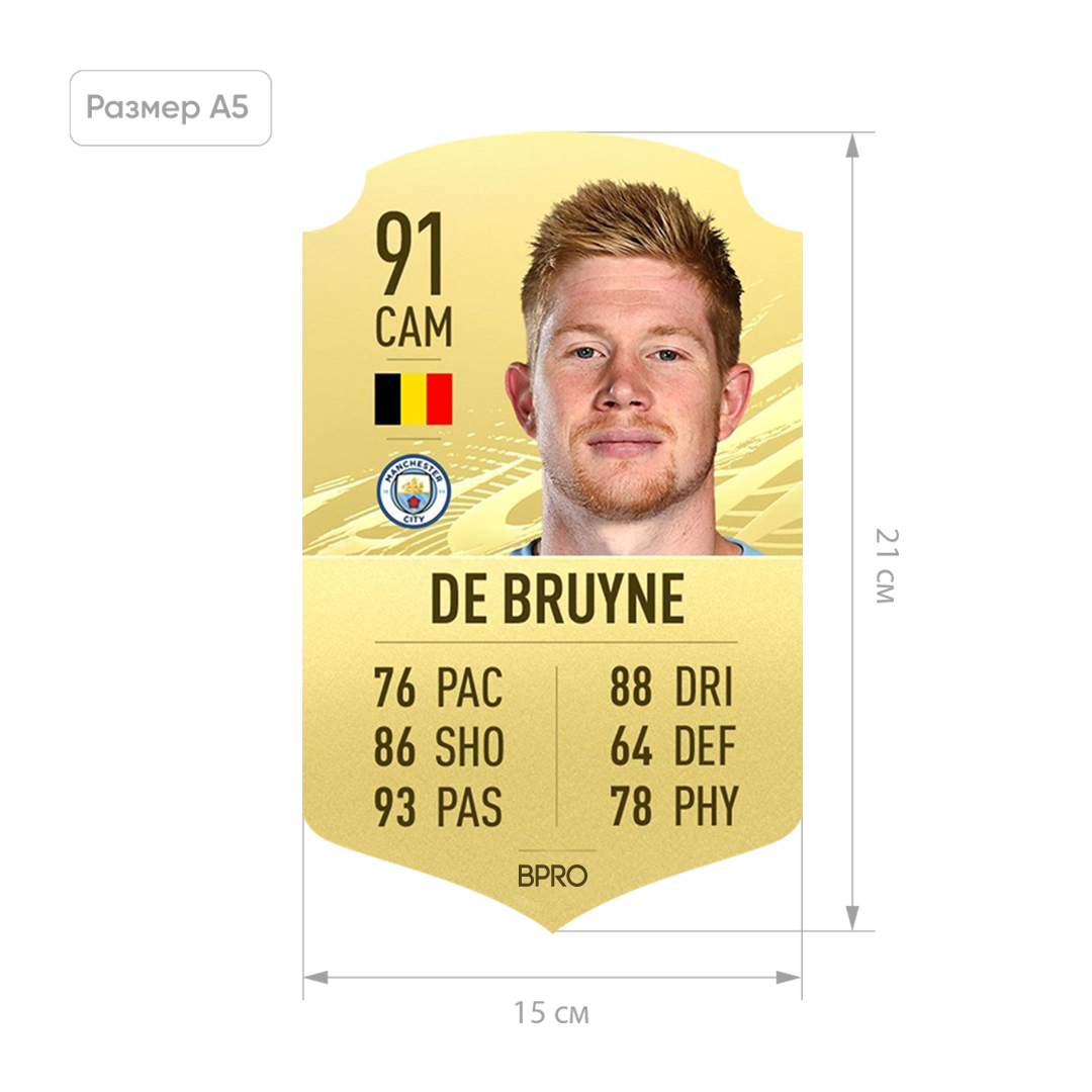 Футбольна картка Де Брюйне De Bruyne FIFA ULTIMATE TEAM (FUT) A5 (15х21см)