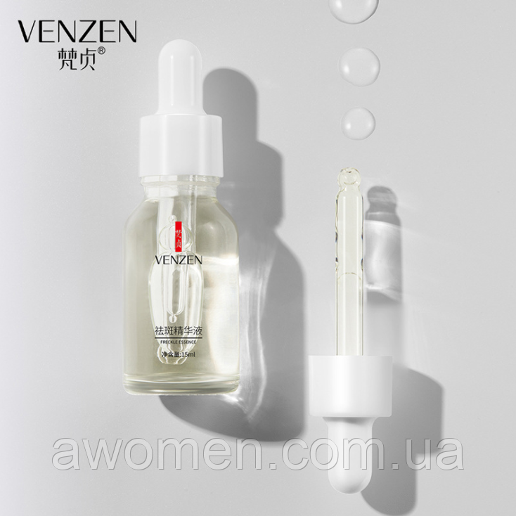 Сироватка для обличчя та зони декольте Venzen Anti-Freckle від пігментних плям і веснянок 15 ml