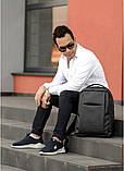 Чоловічий класичний чорний рюкзак з матовою еко-шкіри повсякденний, діловий, офісний, фото 6