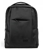 Классический черный мужской рюкзак городской, для ноутбука 15,6 матовая экокожа, фото 8