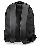 Чоловічий класичний чорний рюкзак з матовою еко-шкіри повсякденний, діловий, офісний, фото 10