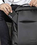 Чоловічий класичний чорний рюкзак з матовою еко-шкіри повсякденний, діловий, офісний, фото 7