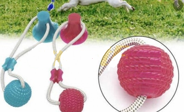 Іграшка для домашніх тварин м'яч на мотузці з присоскою SL-1126