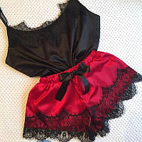 Пижама черно-красная с шортами р-і 40-42,44-46, 48-50