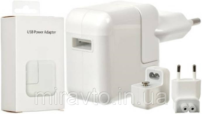 Адаптер 220v 1 USB iPad A1401 (2.4A/12W) у пак. (білий), фото 1
