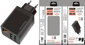 Адаптер 220v 2 USB 2100mA RDX-30 + Micro USB Black/Grey LED Display