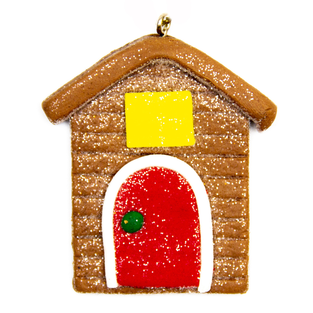 Ялинкова іграшка Будиночок, 6 см, коричневий, пластик, декоративна новорічна фігурка (001040-5), фото 1