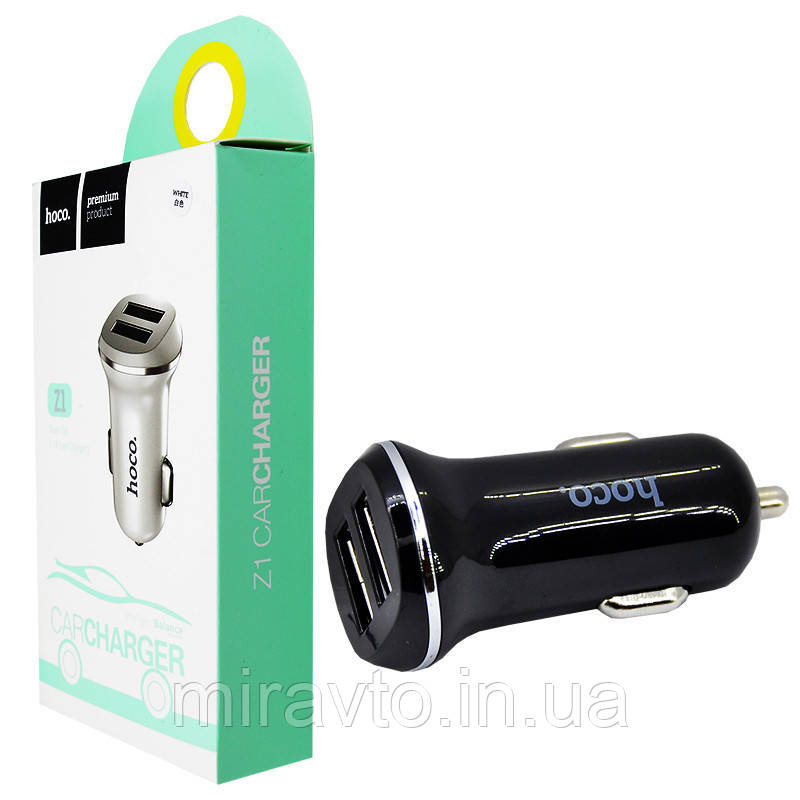 АЗУ Hoco Z 1 2.4 A/2*USB L=4cm Black
