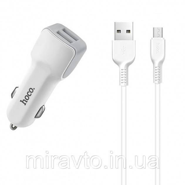 АЗУ Hoco Z23 2.4 A/2*USB ! кабель micro USB White, фото 1