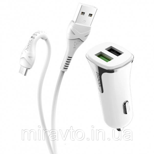 АЗУ Hoco Z31 3.4 A/2*USB ! кабель MicroUsb White