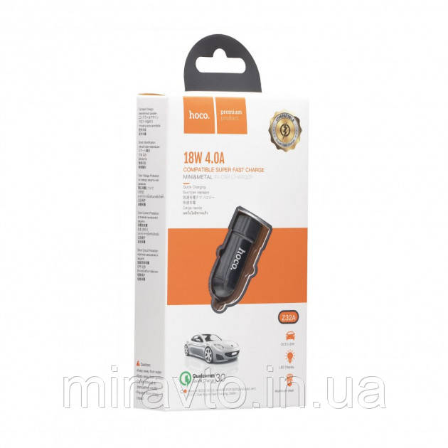 АЗУ Hoco Z32A 4.0 A/2*USB Led Display.Aluminum Quick Charge 3.0 Black, фото 1