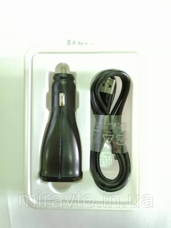 АЗП Samsung 2.4 A/2*USB + кабель MicroUsb Black (BOX), фото 1
