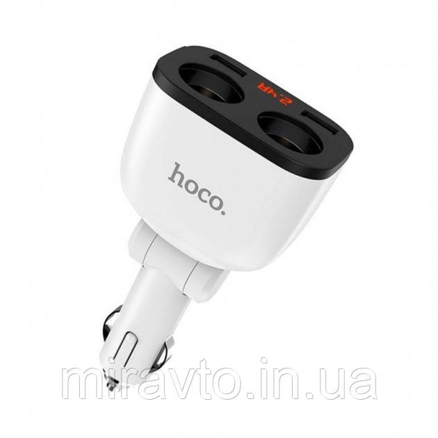 Прикурка-двійник Hoco Z28 3.1 A/2 USB ! Цифровий дисплей 2хUSB White