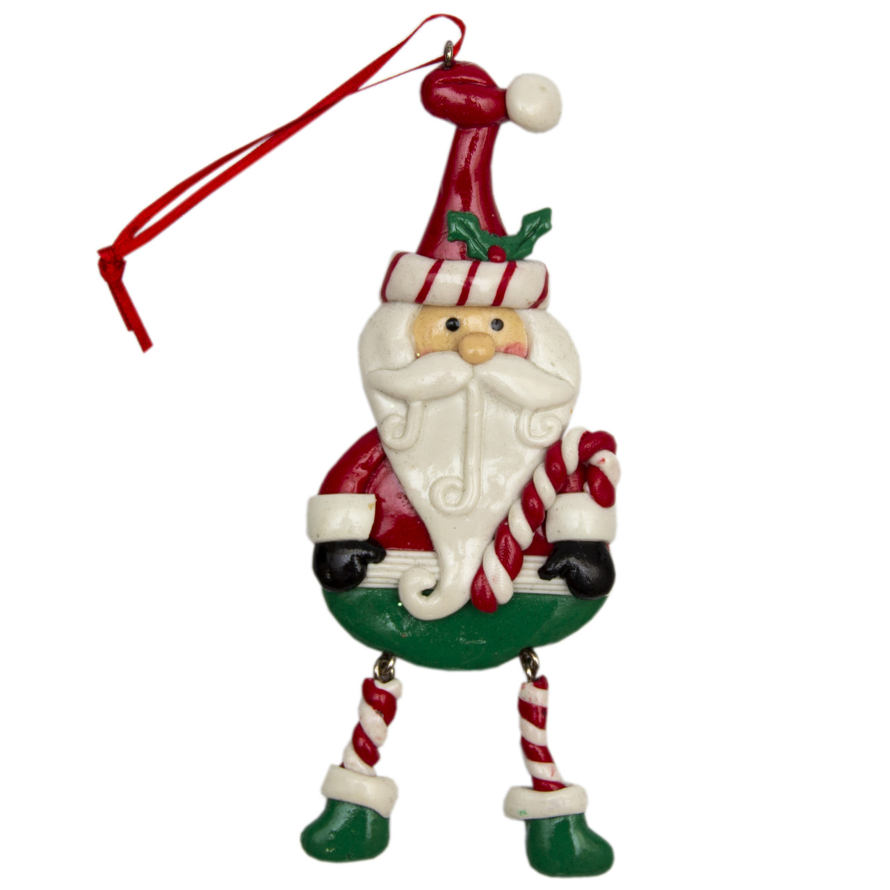 Ялинкова іграшка Дід Мороз з тростиною, 13 см, різнокольоровий, полірезин, декоративна новорічна фігурка (001583-1), фото 1