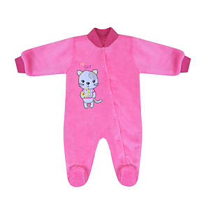 Теплий дитячий комбінезон Киця для дівчинки велсофт