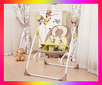 Колисальний центр дитячий CARRELLO Nanny 3в1 CRL-0005 зелений-сірий колір. Дитяче крісло-гойдалка з пультом