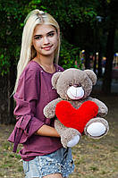 Плюшевий ведмедик із серцем 50 см, м'яка іграшка на подарунок, м'який ведмідь, іграшковий ведмідь