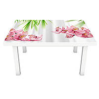 Виниловая наклейка на стол Розовые орхидеи Листья 3Д декоративная пленка Цветы 600*1200 мм