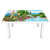 Виниловая наклейка на стол Бассейн у моря 3Д декоративная пленка пейзаж Природа Зеленый 600*1200 мм