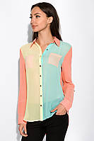Женская ассиметричная трехцветная блузка рубашка из шифона S,M,L
