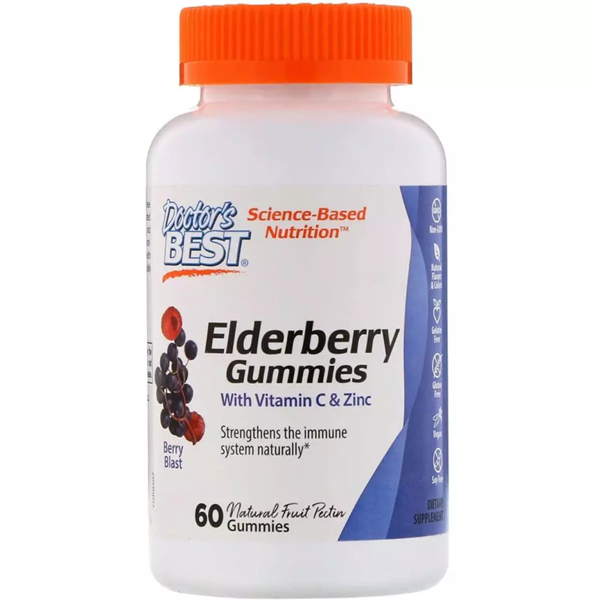 Чорна Бузина з Вітаміном с і Цинком, Квіти Vitamin C & Zinc, Doctor's s Best, 60 цукерок