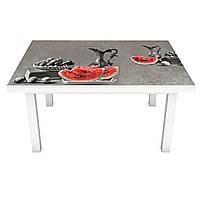 Виниловая наклейка на стол Красный Арбуз 3Д декоративная пленка Фрукты Серый 600*1200 мм