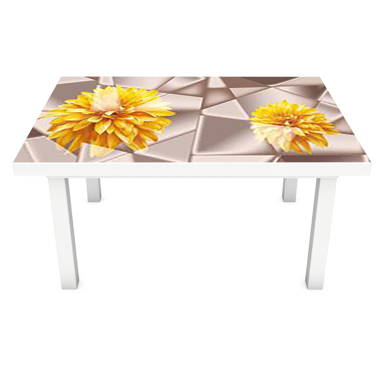 Вінілова наклейка на стіл Хризантема Розривання 3Д декоративна плівка геометрія Абстракція Бежевий 600*1200 мм