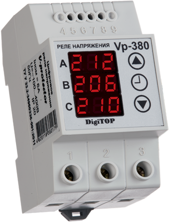 Реле напруги Vp-380V DIN (3 фази, фазне), фото 1