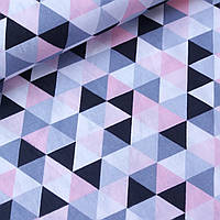 Бязь з трикутниками рожевими, сірими, чорними, ш. 160 см