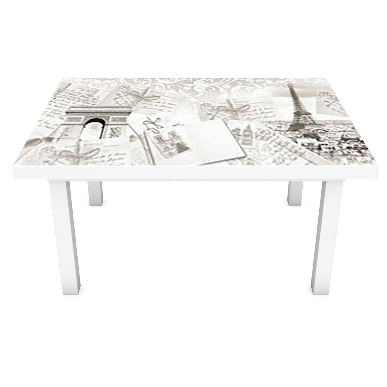 Вінілова наклейка на стіл Лист Лондон Париж 3Д декоративна плівка Абстракція Сірий 600*1200 мм