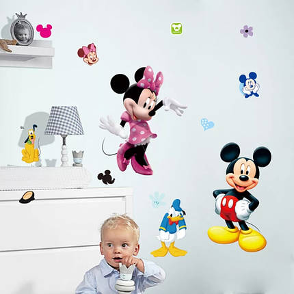 Наклейка на стіну в дитячу Мікі, Мінні Маус "Mickey and Minnie Mouse" (лист 50*70 см) наклейки в детсад, фото 2
