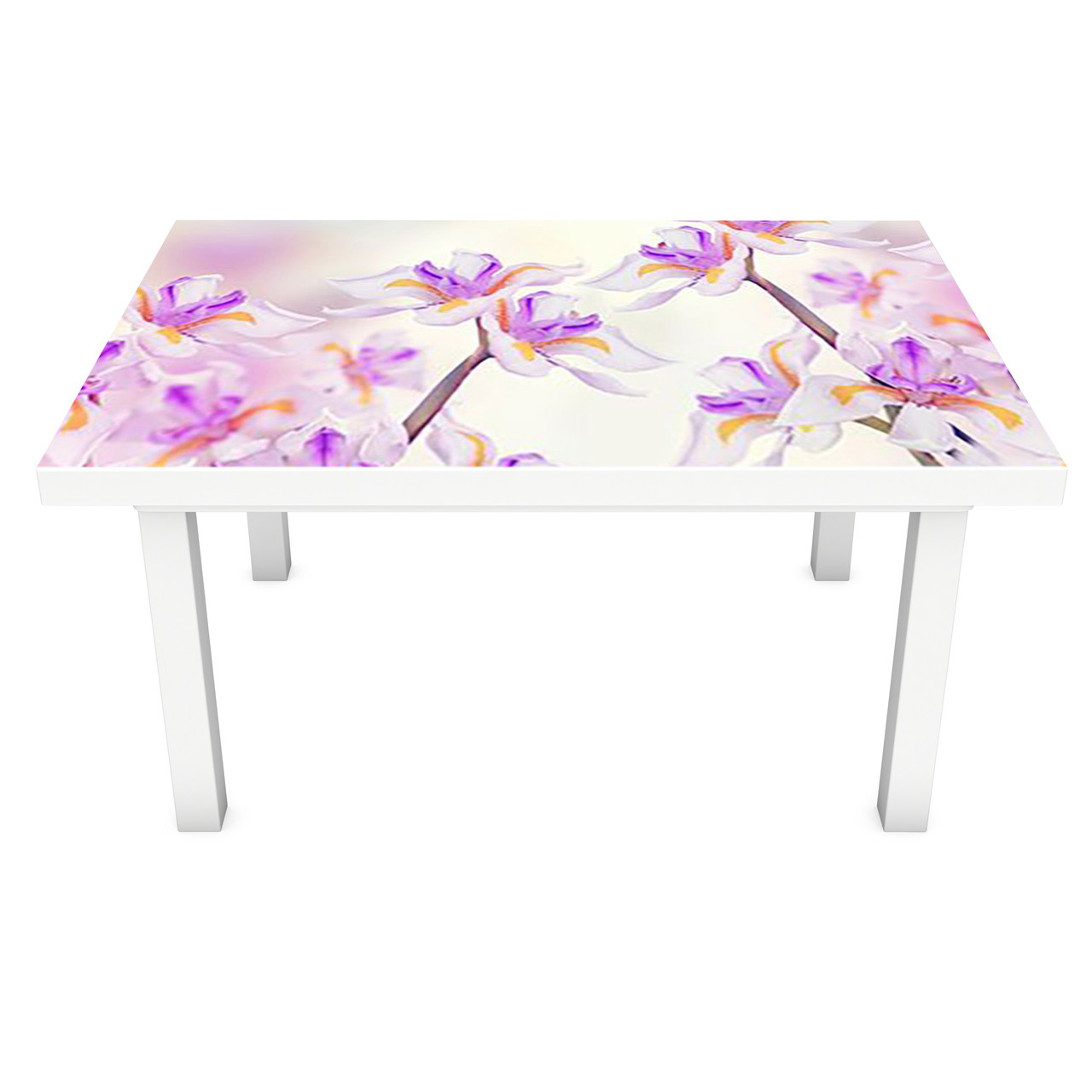 Вінілова наклейка на стіл Дикі Іриси 3Д декоративна плівка незвичайні Квіти Фіолетовий 600*1200 мм