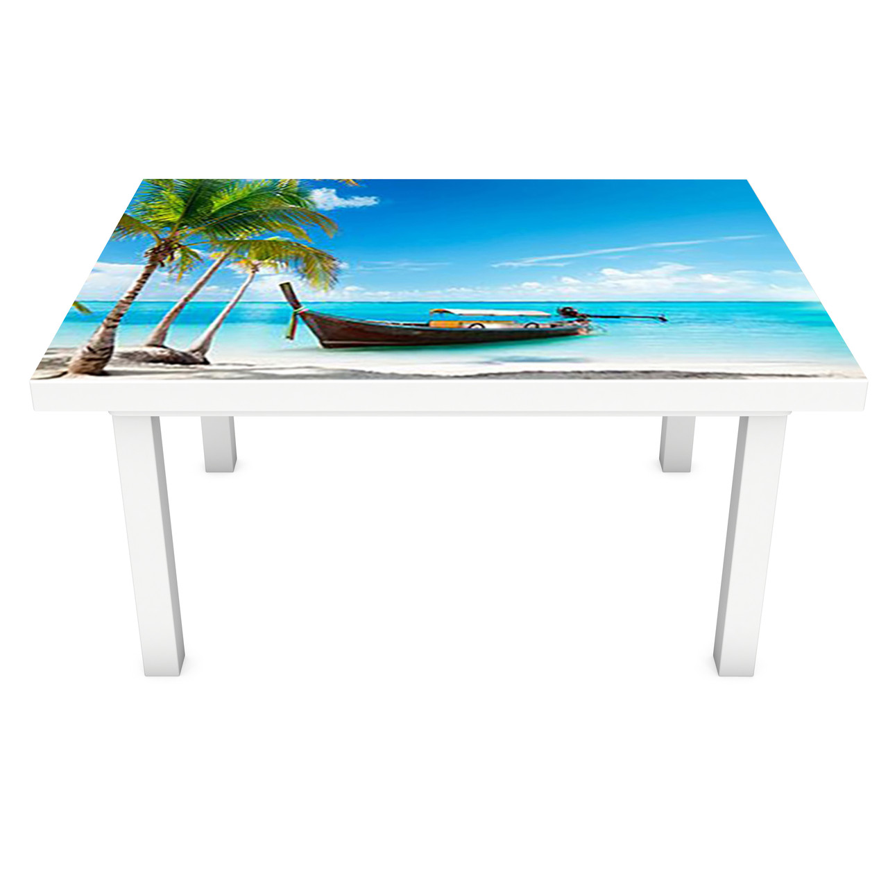 Вінілова наклейка на стіл Лайнер 3Д декоративна плівка корабель Море Блакитний 600*1200 мм