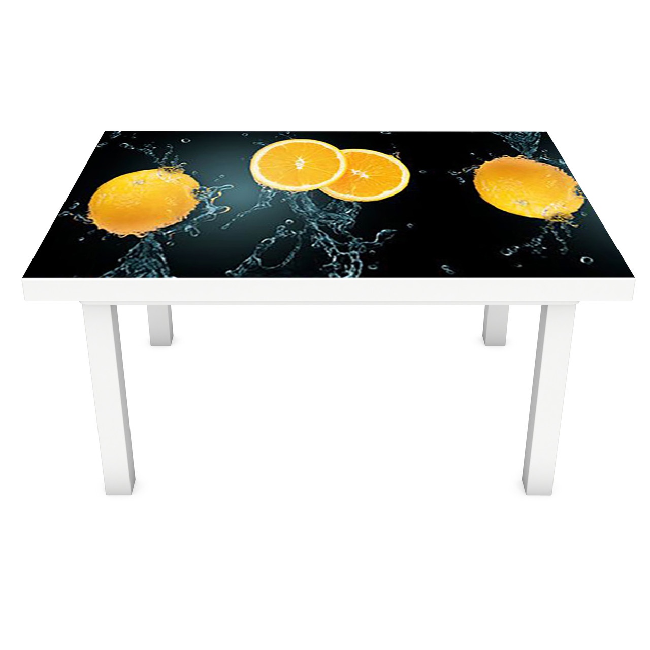 Вінілова наклейка на стіл Апельсини на чорному тлі 3Д декоративна плівка цитруси Фрукти 600*1200 мм