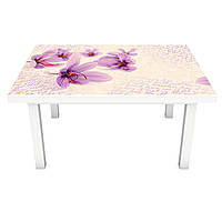 Виниловая наклейка на стол Крокусы Шафран 3Д декоративная пленка тычинки Цветы Фиолетовый 600*1200 мм