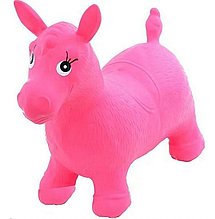 Стрибун конячка гумова ослик яскрава надувна навантаження до 50 кг Рожевий