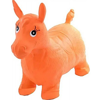 Прыгун лошадка резиновая ослик яркая надувная нагрузка до 50 кг Оранжевый
