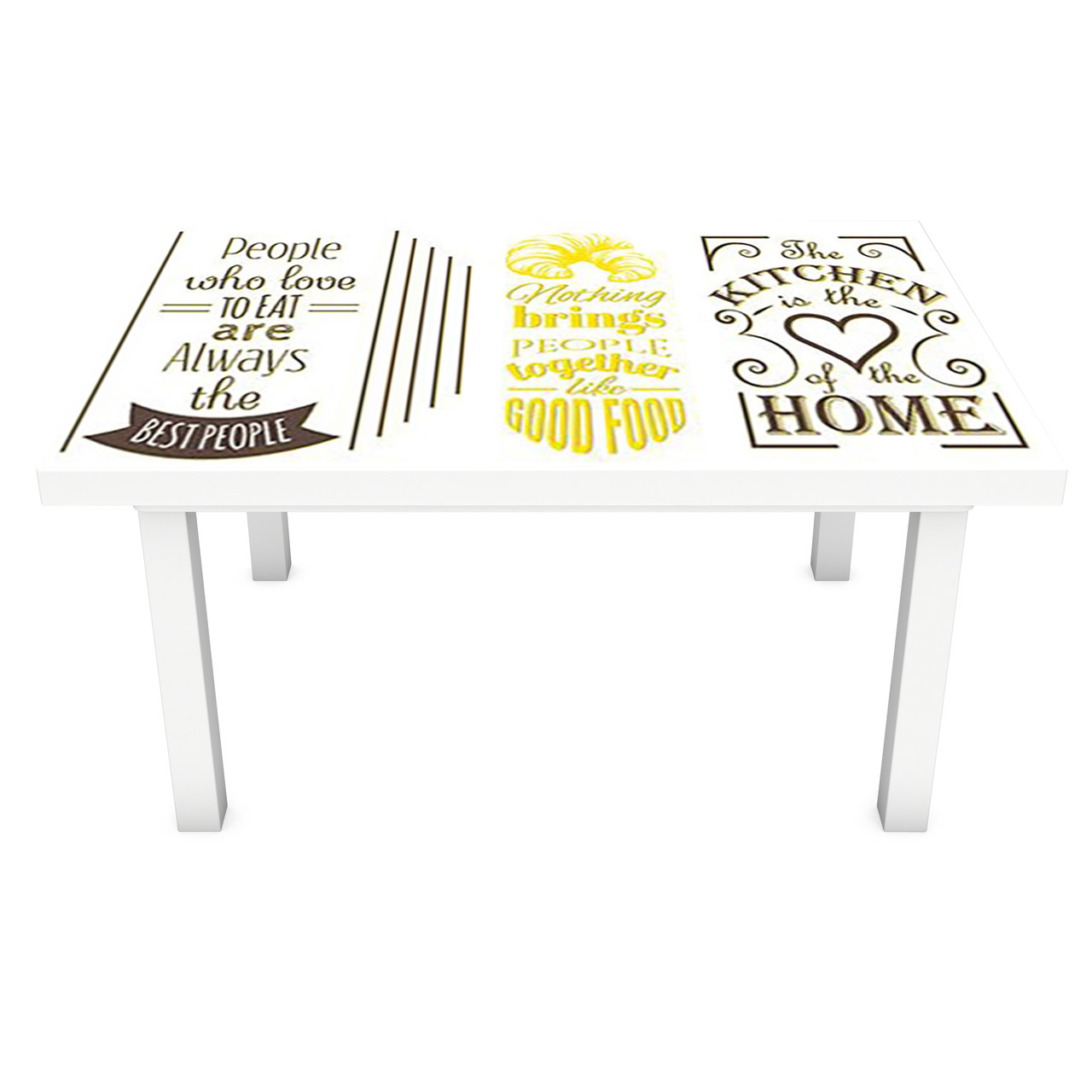 Вінілова наклейка на стіл Кухня серце будинку 3Д самоклейка плівка ПВХ текстова круасан Абстракція Жовтий 600*1200 мм