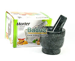 Ступка кам'яна з пестиком (чорна) 8х7,5 см DYN-15013