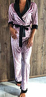 Стильный женский велюровый костюм для дома и отдыха Пиджак и штаны