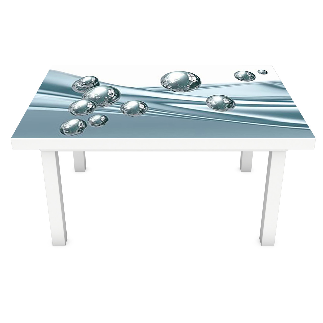 Вінілова наклейка на стіл Блискучі кулі 3Д самоклейка плівка ПВХ сфери Абстракція Блакитний 600*1200 мм