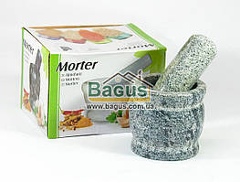 Ступка кам'яна з пестиком (сіра) 8х7,5 см DYN-15014