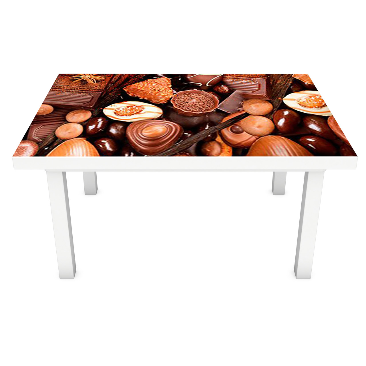 Наклейка на стіл Шоколадні Цукерки 3Д вінілова плівка ПВХ солодощі шоколад Коричневий 600*1200 мм