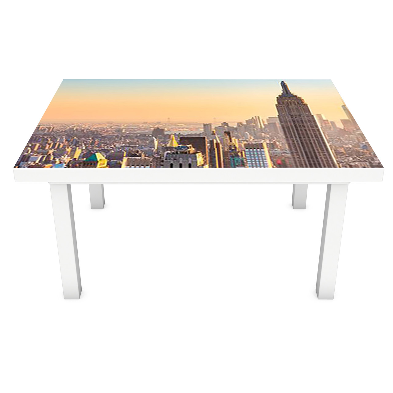 Наклейка на стіл Хмарочос 3Д вінілова плівка ПВХ місто Бежевий 600*1200 мм