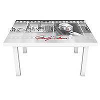 Наклейка на стол Монро 3Д виниловая пленка ПВХ девушка Люди Серый 600*1200 мм